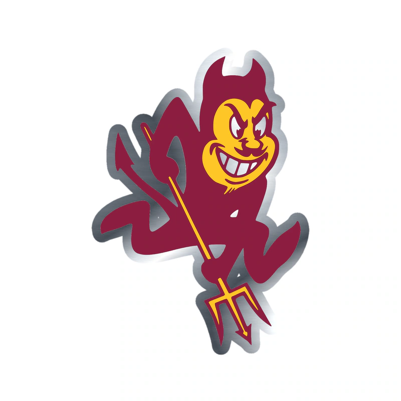 Arizona State Sun Devils - Image 1 - Silver Chrome Vinyl Decal - Custom Size