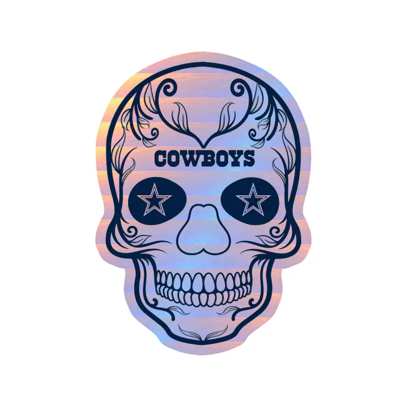 Dallas Cowboys - Sugar Skull - Holographic Vinyl Sticker - Custom Size