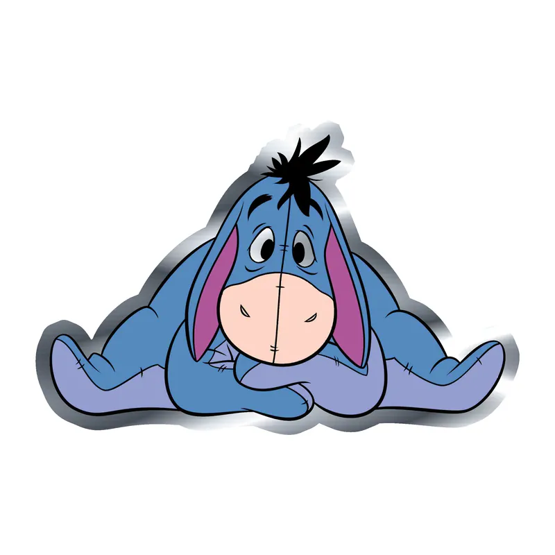 Winnie The Pooh - Eeyore - Silver Chrome Vinyl Sticker - Custom Size