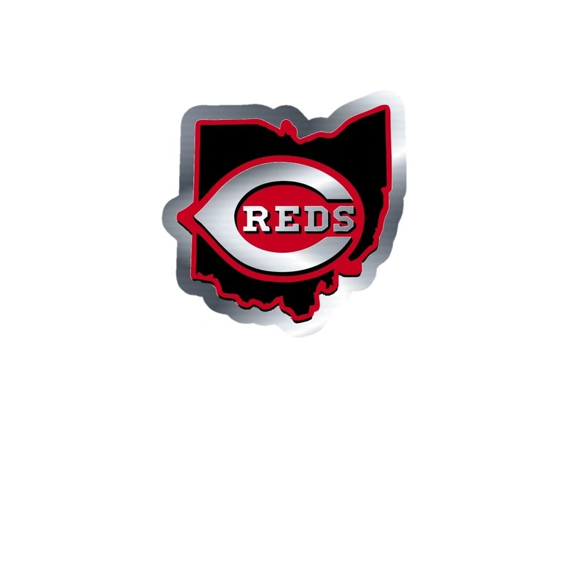 Cincinnati Reds - State - Silver Chrome Vinyl Sticker - Custom Size