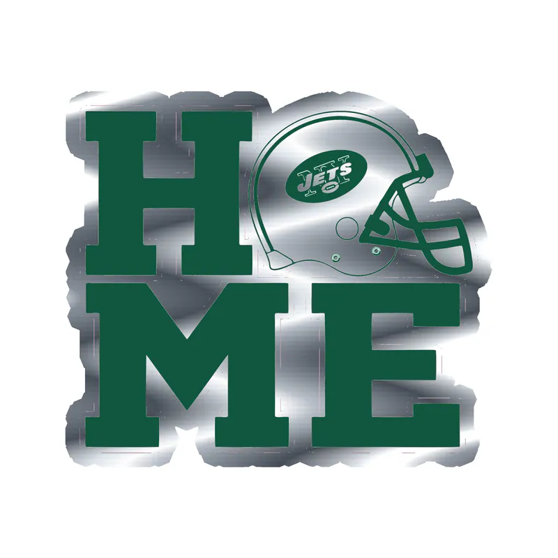New York Jets -  Home - Silver Chrome Vinyl Sticker - Custom Size