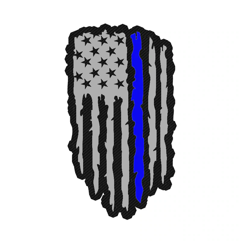 Distressed Blue Line American Flag - Carbon Fiber Vinyl Decal - custom size