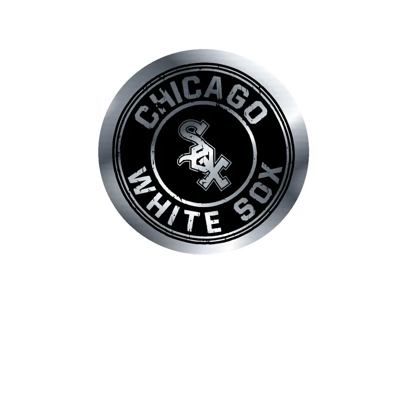 Chicago White Sox - Black and Gray Circle - Silver Chrome Vinyl Sticker - Custom Size