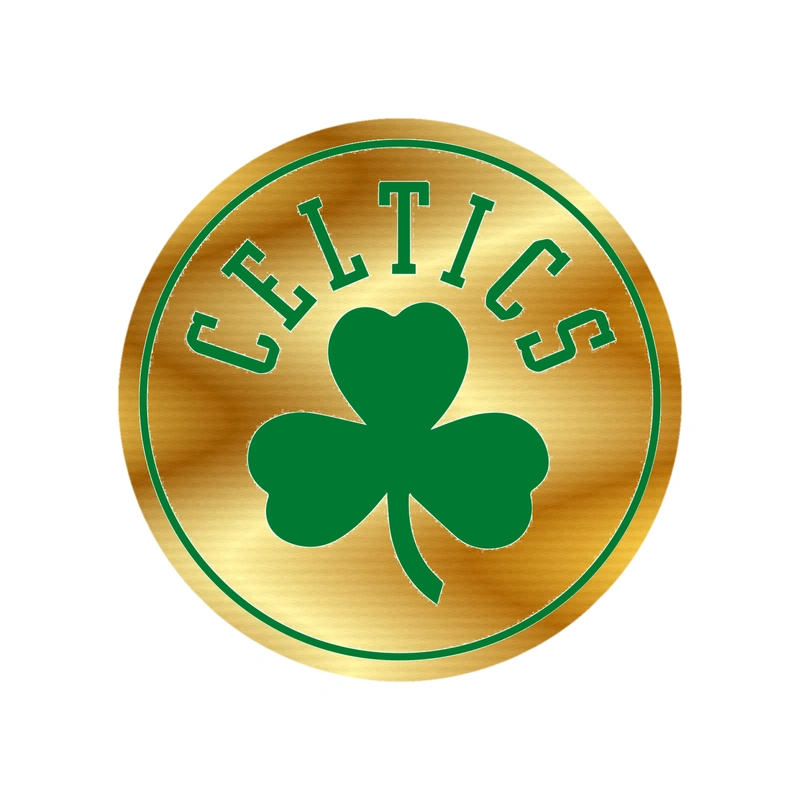 Boston Celtics - White Circle With Clover - Gold Chrome Vinyl Sticker - Custom Size