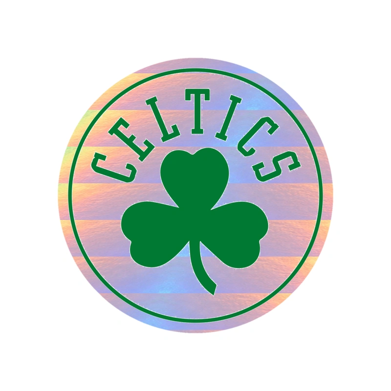 Boston Celtics - White Circle With Clover - Holographic Vinyl Sticker - Custom Size