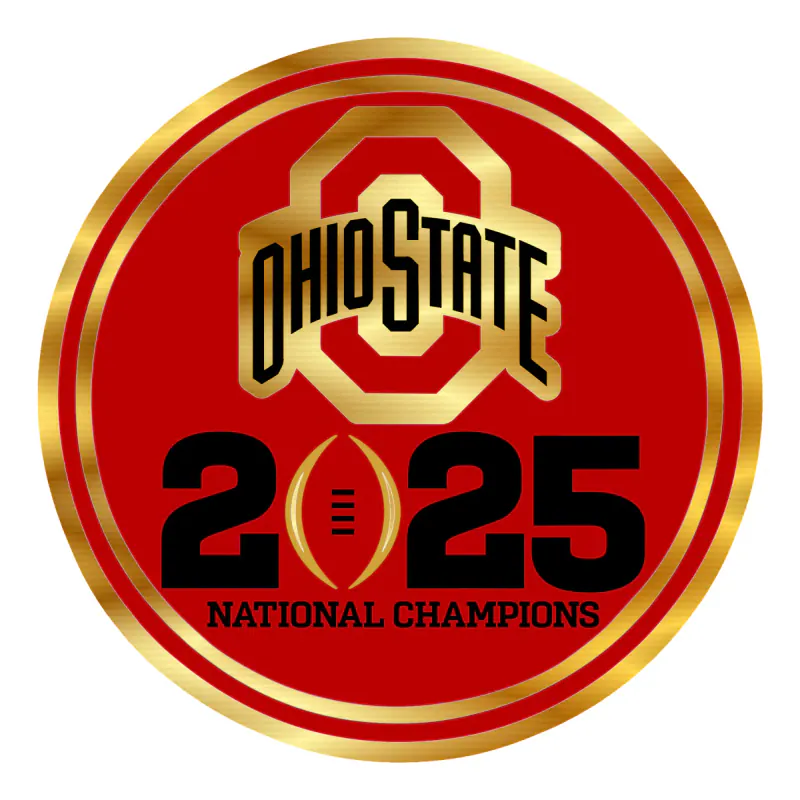 Ohio State Buckeyes - 2025 National Champs - Circle Logo - Gold Chrome Vinyl Decal