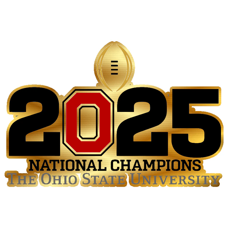 Ohio State Buckeyes - 2025 National Champs - No leaf - Gold Chrome Vinyl Decal