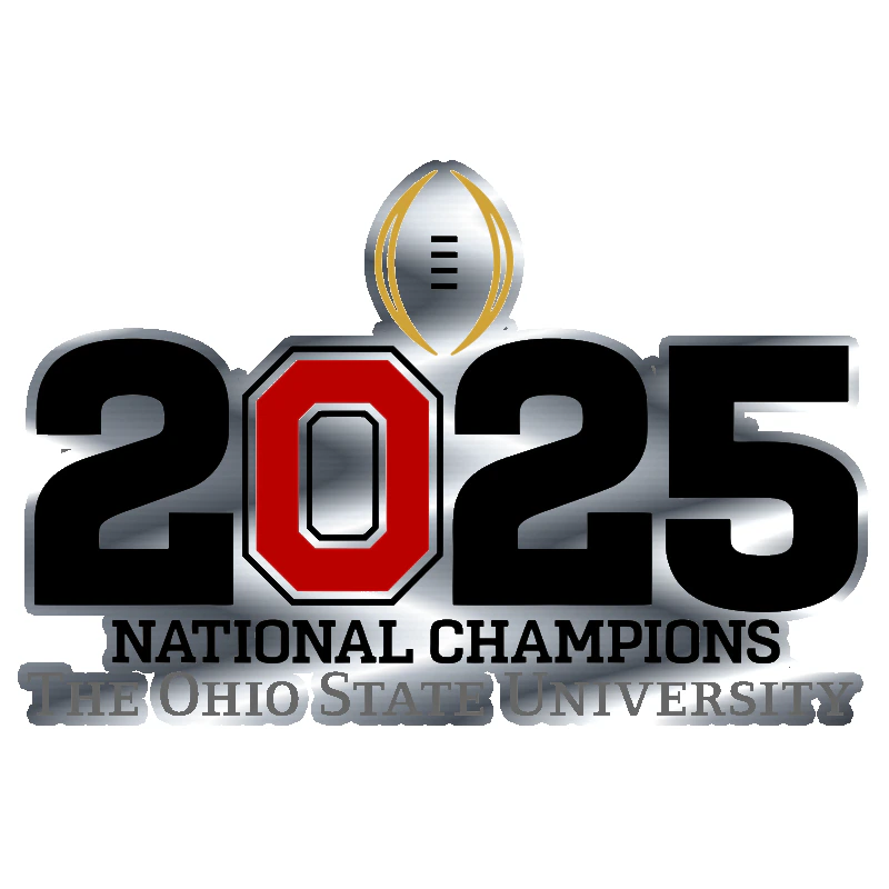 Ohio State Buckeyes - 2025 National Champs - No leaf - Silver Chrome Vinyl Decal