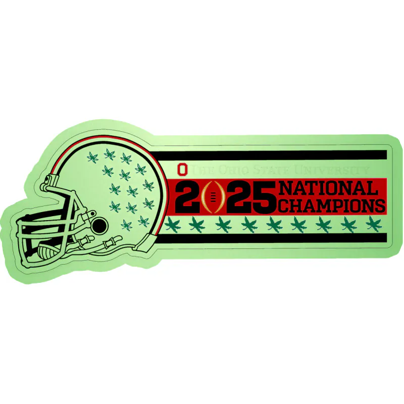 Ohio State Buckeyes - 2025 National Champions - Helmet with 9 buckeye leaves  - Glow in the Dark Vinyl Decal