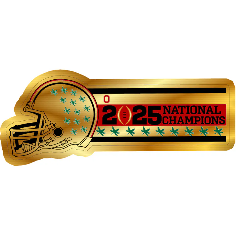 Ohio State Buckeyes - 2025 National Champions - Helmet with 9 buckeye leaves  - Gold Chrome Vinyl Decal