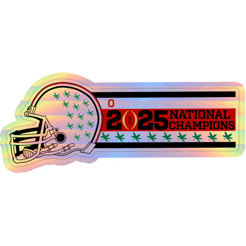 Ohio State Buckeyes - 2025 National Champions - Helmet with 9 buckeye leaves  - Holographic Vinyl Decal