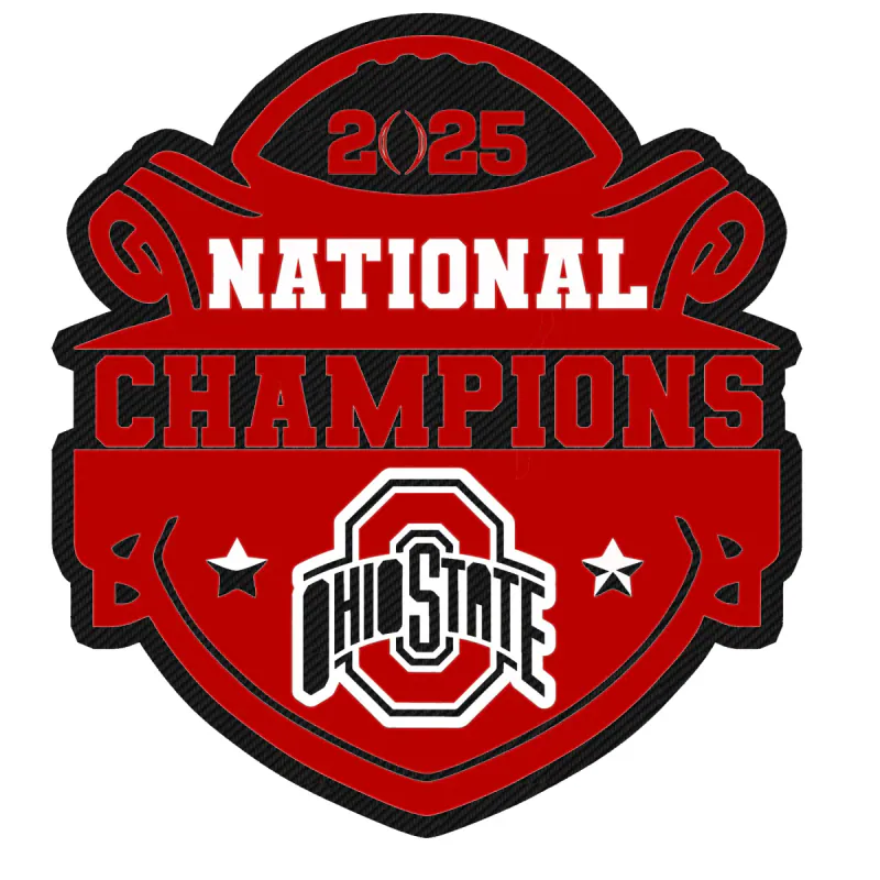 Ohio State Buckeyes - 2025 National Champions - Shield  - Carbon Fiber Vinyl Decal