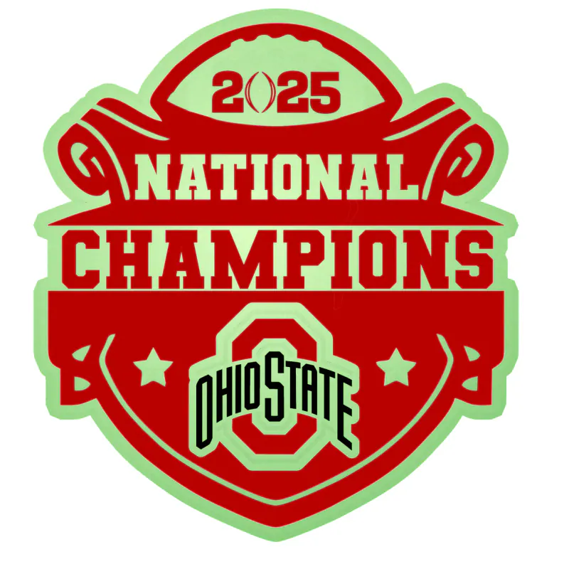Ohio State Buckeyes - 2025 National Champions - Shield  - Glow in the Dark Vinyl Decal