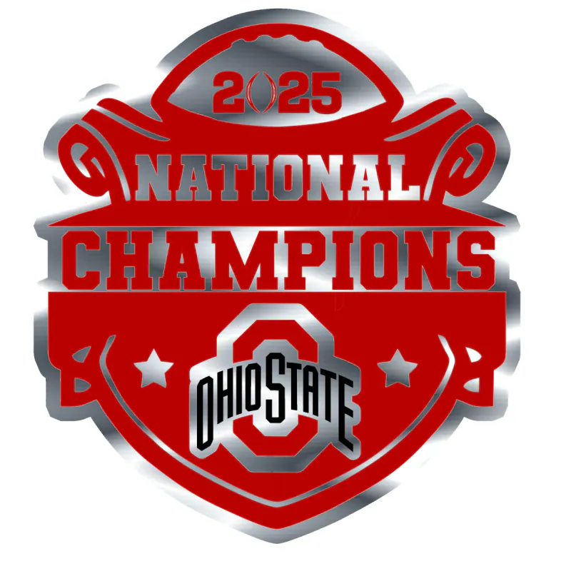 Ohio State Buckeyes - 2025 National Champions - Shield  - Silver Chrome Vinyl Decal