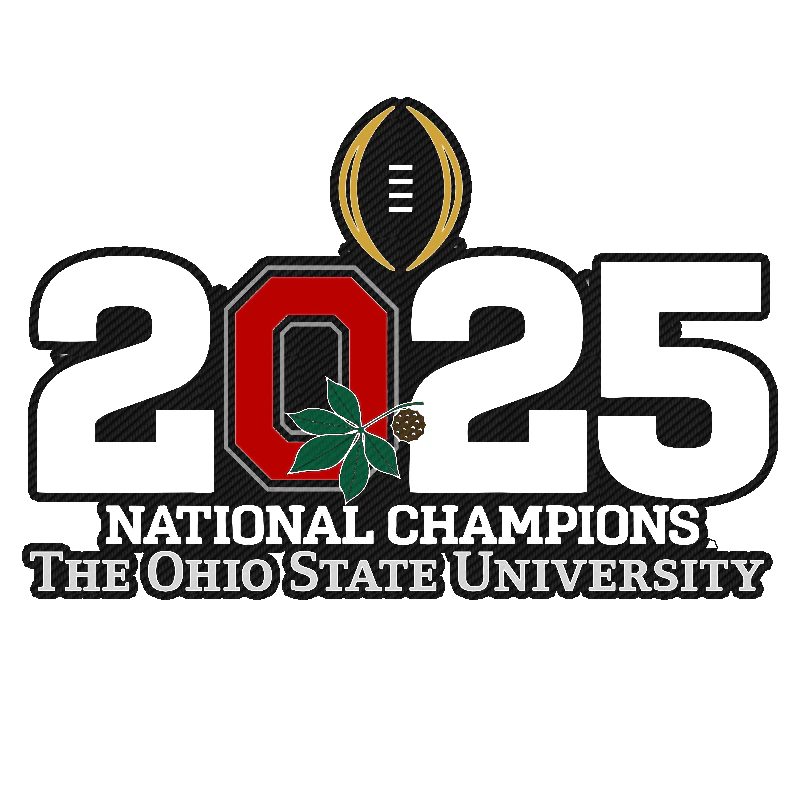 Ohio State Buckeyes - 2025 National Champions - O with leaf  - Carbon Fiber Vinyl Decal