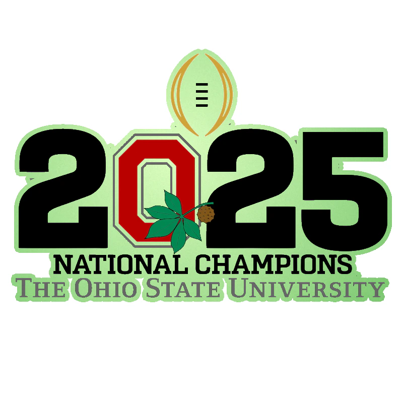 Ohio State Buckeyes - 2025 National Champions - O with leaf  - Glow in the Dark Vinyl Decal
