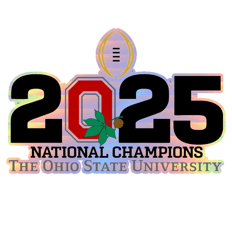 Ohio State Buckeyes - 2025 National Champions - O with leaf  - Holographic Vinyl Decal