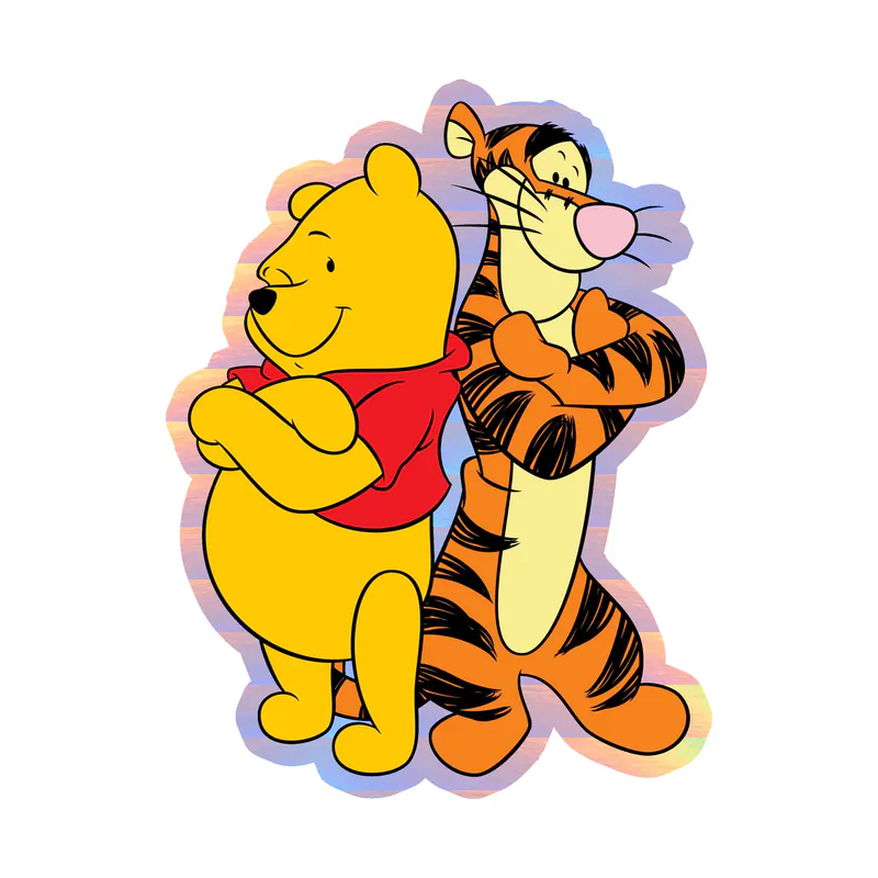 Winnie The Pooh - Pooh And Tigger - Holographic Vinyl Sticker - Custom Size