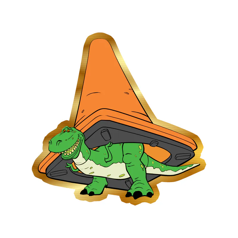 Toy Story Rex Gold Chrome Vinyl Sticker - Custom Size