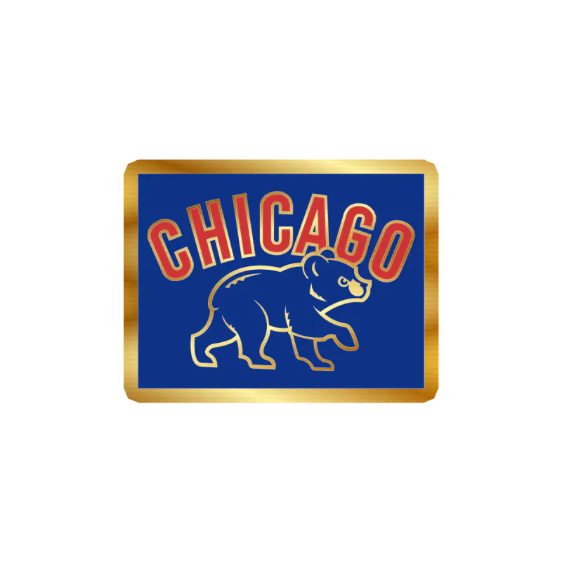 Chicago Cubs - Blue Square With Cub - Gold Chrome Vinyl Sticker - Custom Size