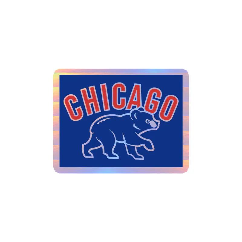 Chicago Cubs - Blue Square With Cub - Holographic Vinyl Sticker - Custom Size