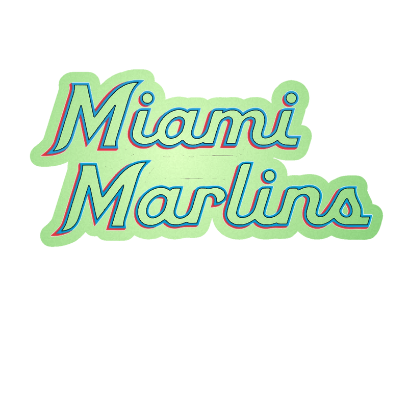 Miami Marlins - Name - Glow in the Dark Vinyl Sticker - Custom Size