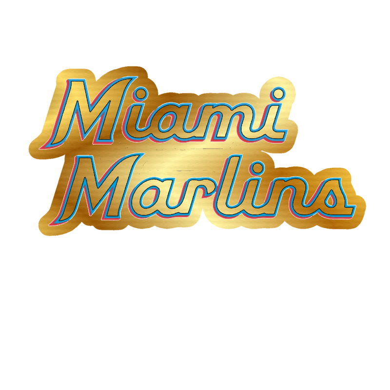 Miami Marlins - Name - Gold Chrome Vinyl Sticker - Custom Size