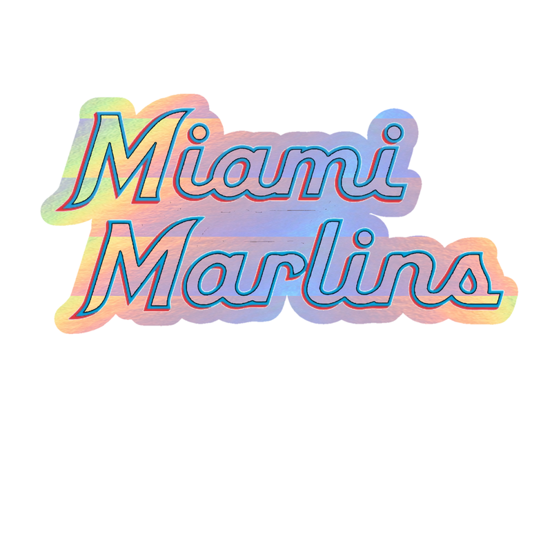 Miami Marlins - Name - Holographic Vinyl Sticker - Custom Size