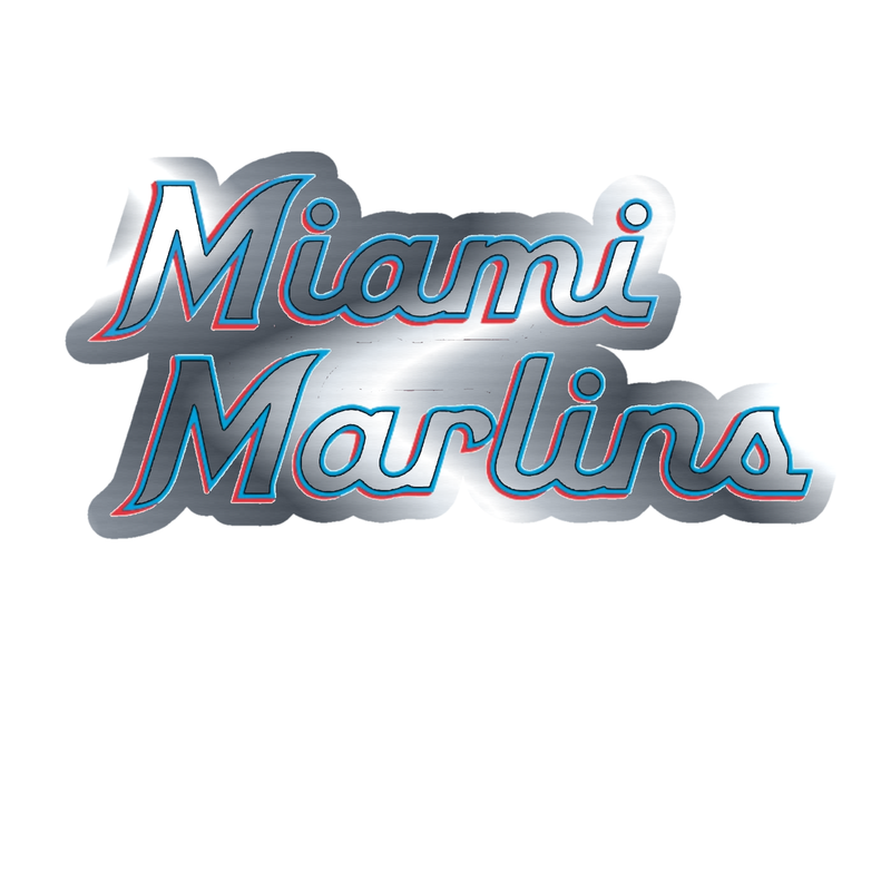 Miami Marlins - Name - Silver Chrome Vinyl Sticker - Custom Size