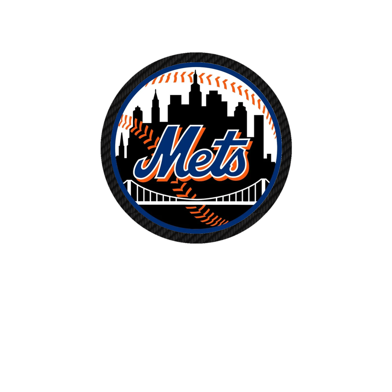 New York Mets - Black Circle With Bridge - Carbon Fiber Vinyl Sticker - Custom Size