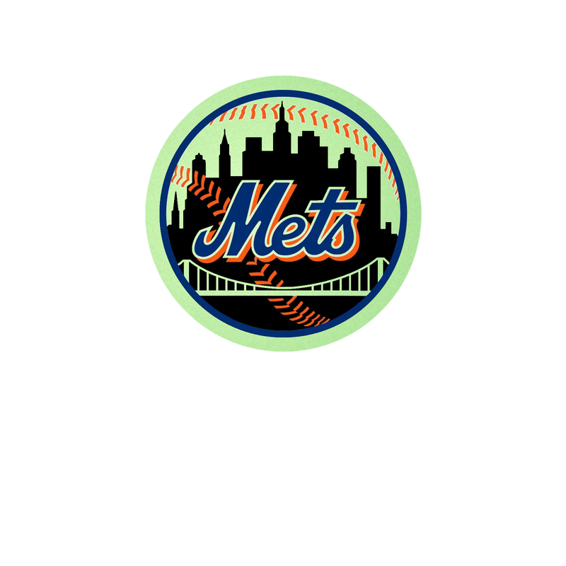 New York Mets - Black Circle With Bridge - Glow in the Dark Vinyl Sticker - Custom Size