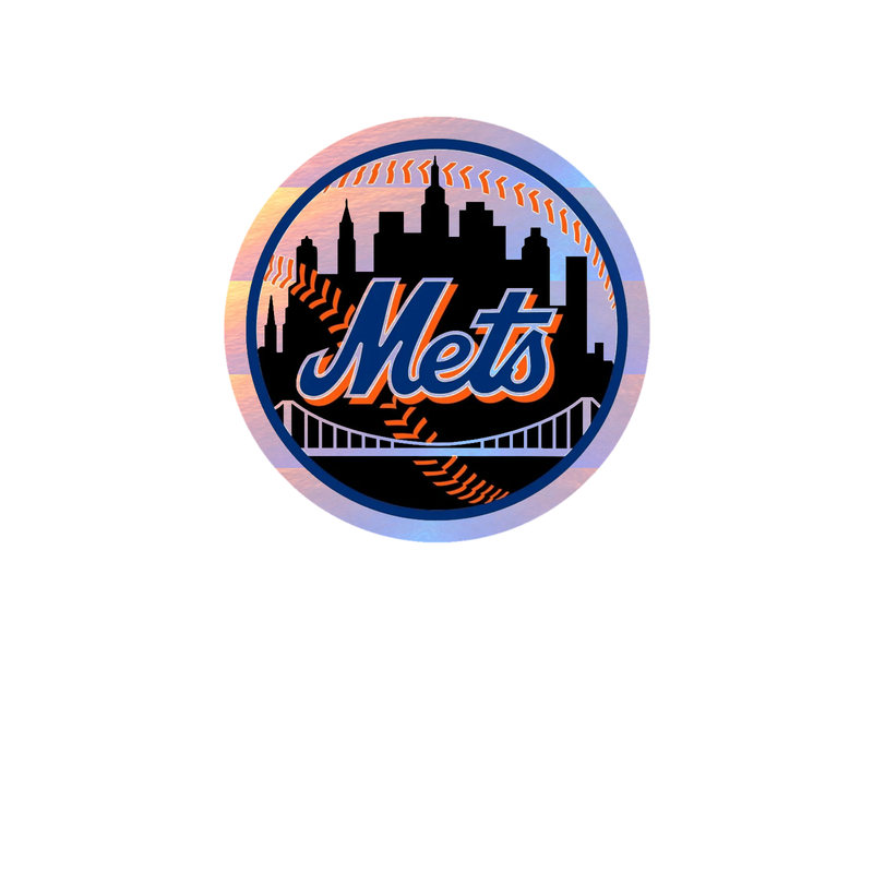 New York Mets - Black Circle With Bridge - Holographic Vinyl Sticker - Custom Size