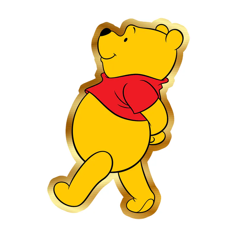 Winnie The Pooh - Gold Chrome Vinyl Sticker - Custom Size