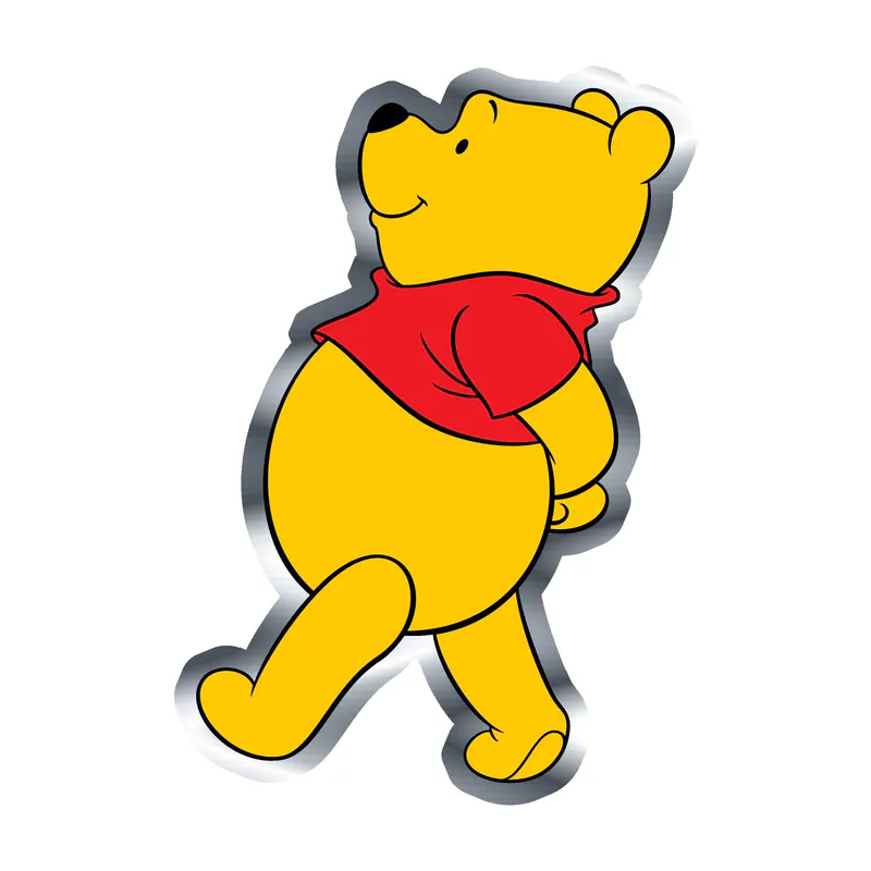 Winnie The Pooh - Silver Chrome Vinyl Sticker - Custom Size