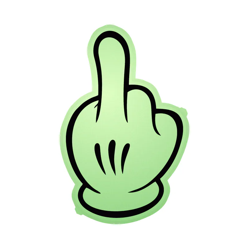 Mickey Middle Finger Glow in the Dark Vinyl Sticker - Custom Size