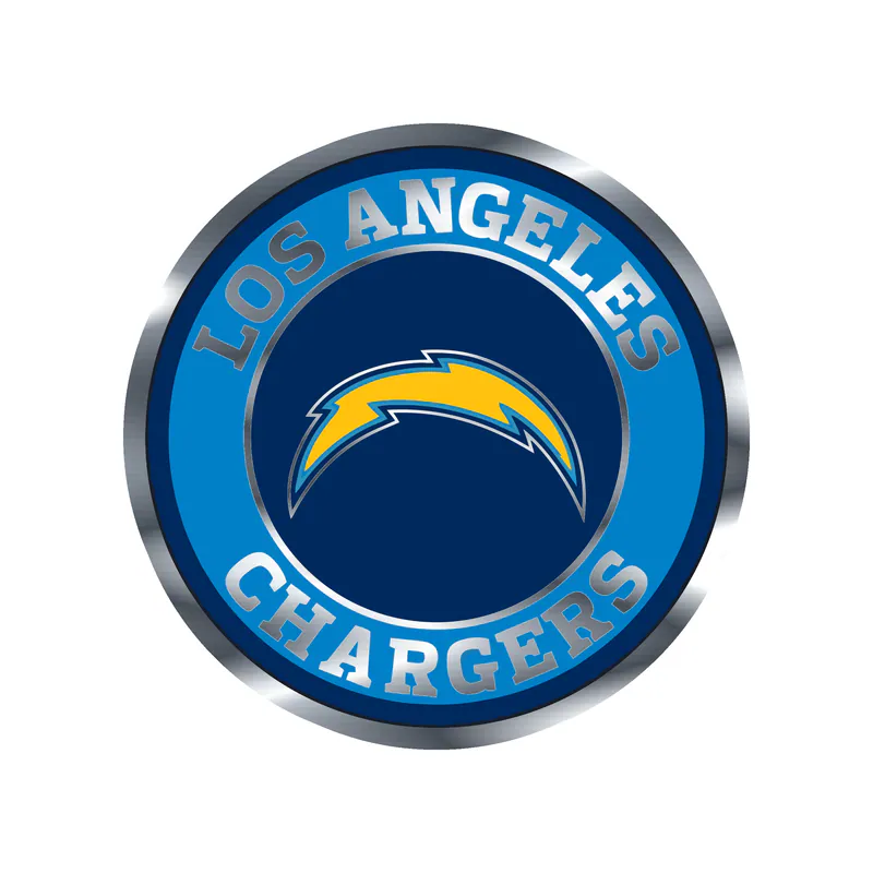 Los Angeles Chargers - Circle Logo - Silver Chrome Vinyl Sticker - Custom Size
