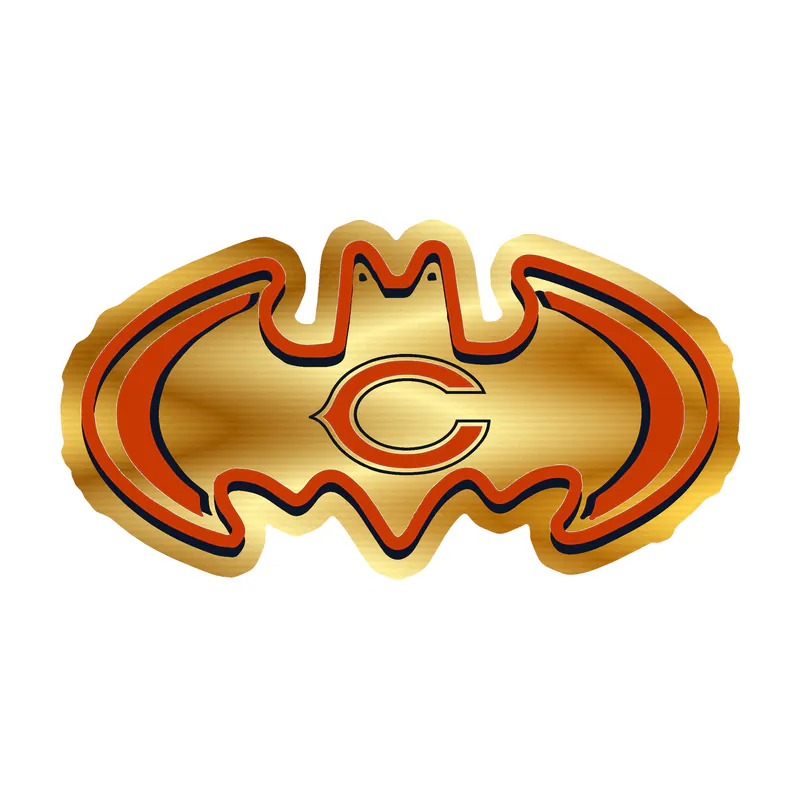 Chicago Bears - Batman with C - Gold Chrome Vinyl Sticker - Custom Size