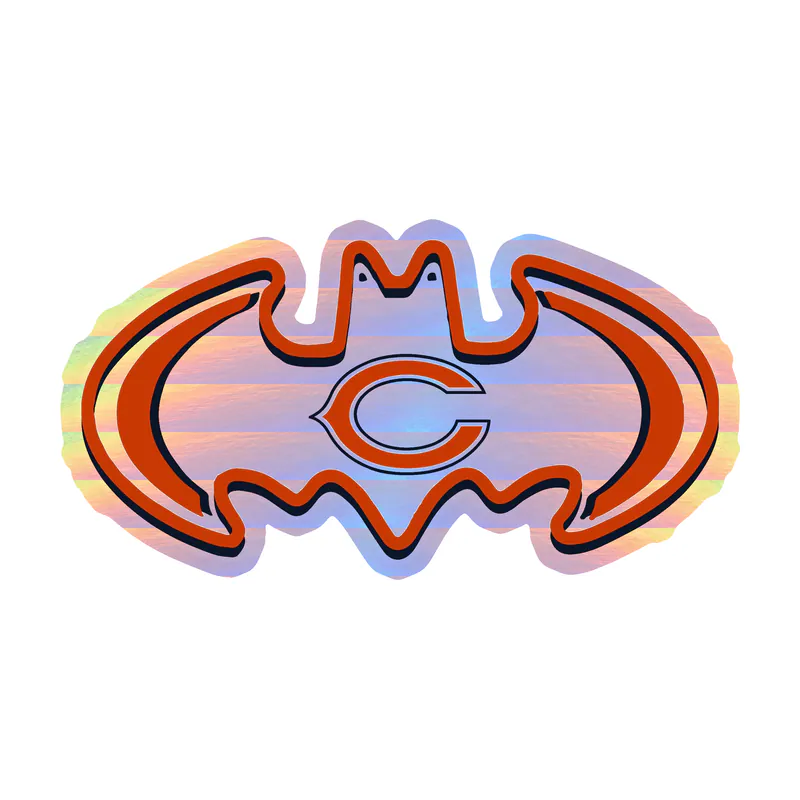 Chicago Bears - Batman with C - Holographic Vinyl Sticker - Custom Size