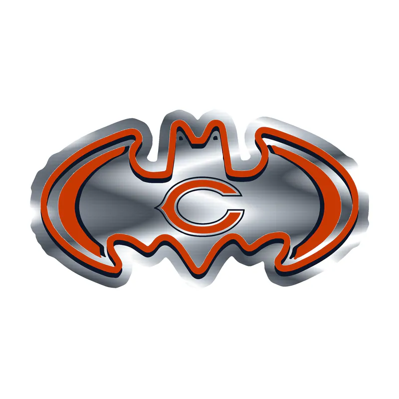 Chicago Bears - Batman with C - Silver Chrome Vinyl Sticker - Custom Size