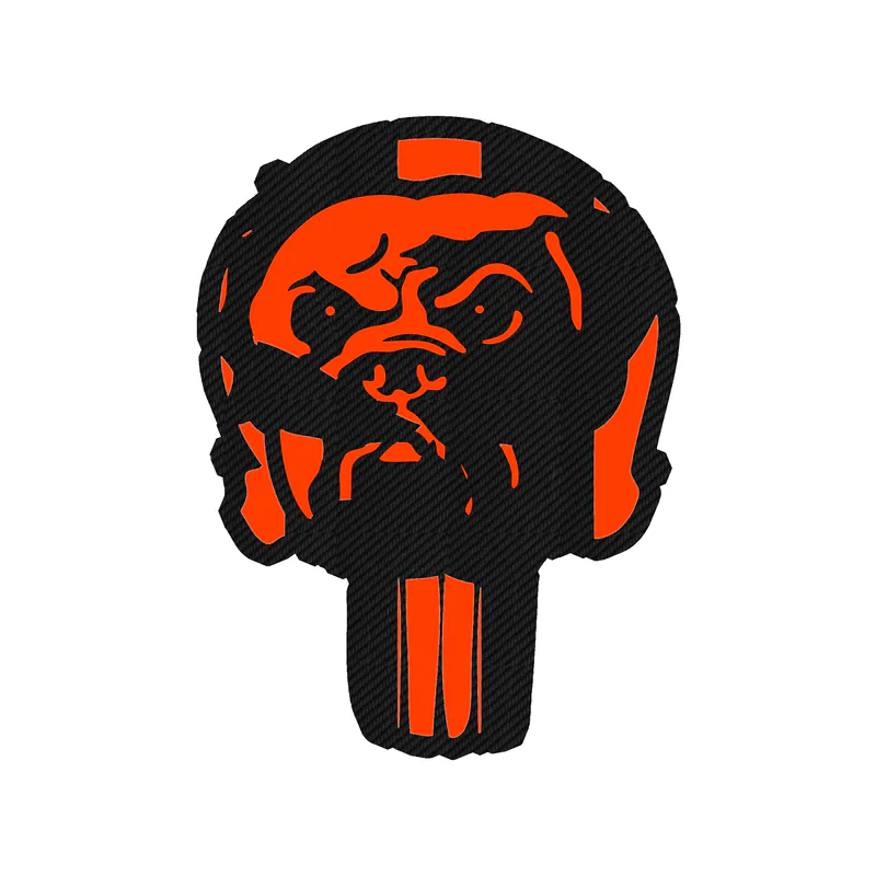 Cleveland Browns - Skull - Image 2 - Carbon Fiber Vinyl Sticker - Custom Size