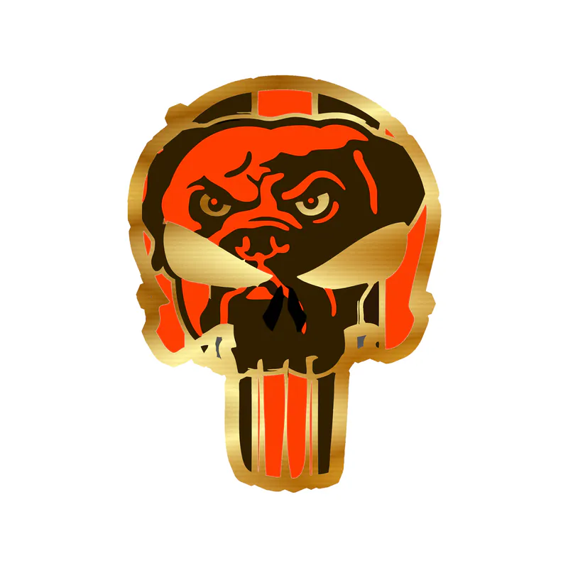 Cleveland Browns - Skull - Image 2 - Gold Chrome Vinyl Sticker - Custom Size