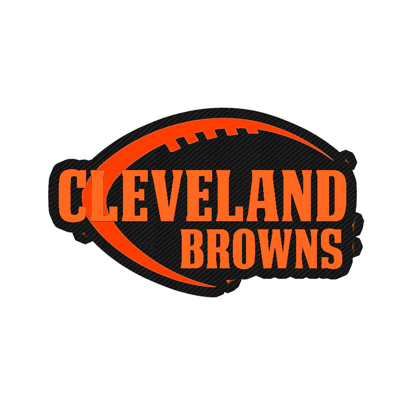 Cleveland Browns - Football with Name - Carbon Fiber Vinyl Sticker - Custom Size