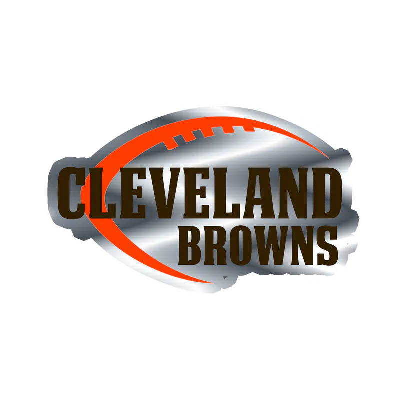 Cleveland Browns - Football with Name - Silver Chrome Vinyl Sticker - Custom Size