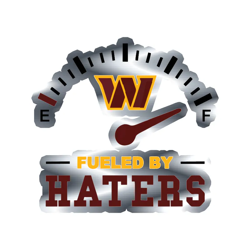 Washington Commanders -Gas Gauge- Silver Chrome Vinyl Sticker - Custom Size