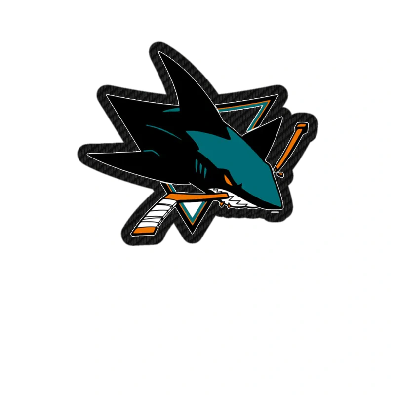 San Jose Sharks - Shark With Hockey Stick - Carbon Fiber Vinyl Sticker - Custom Size