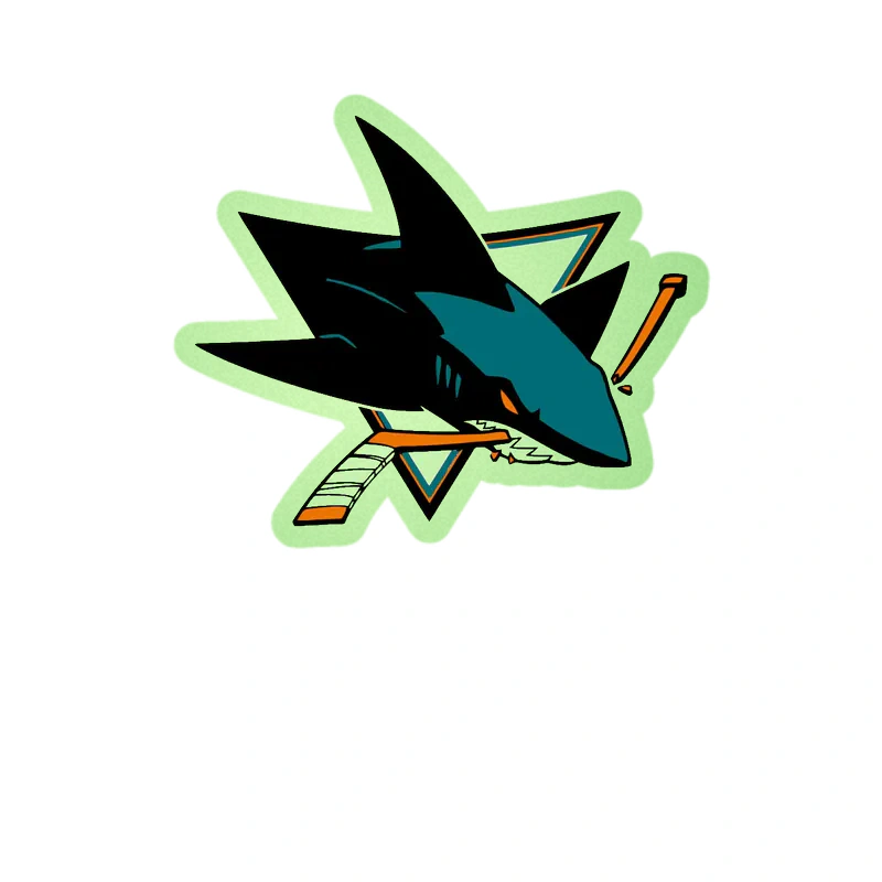 San Jose Sharks - Shark With Hockey Stick - Glow in the Dark Vinyl Sticker - Custom Size