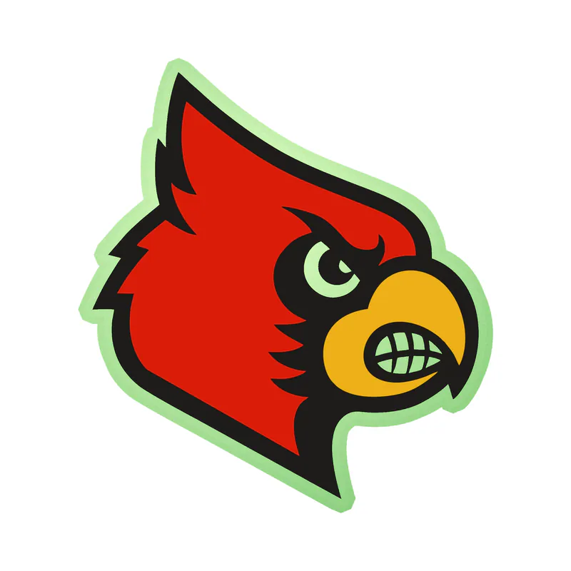 University of Louisville - Cardinal Head - Glow in the Dark Vinyl Decal - Custom Size