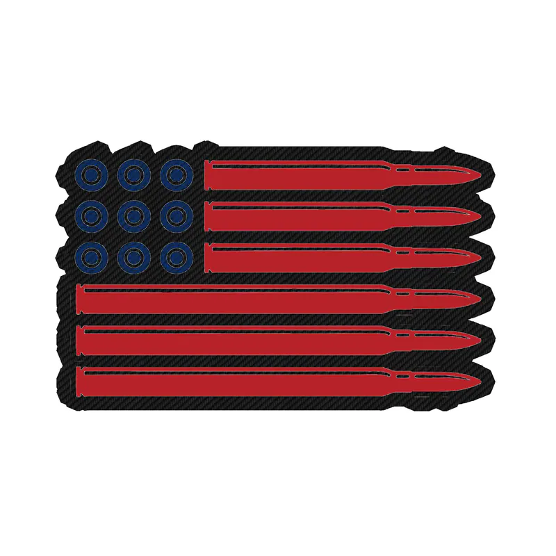 American Flag Bullets Carbon Fiber Vinyl Decal - custom size