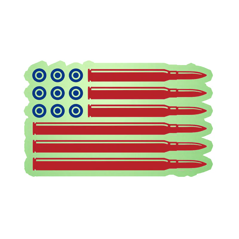 American Flag Bullets Glow in the Dark Vinyl Decal - custom size