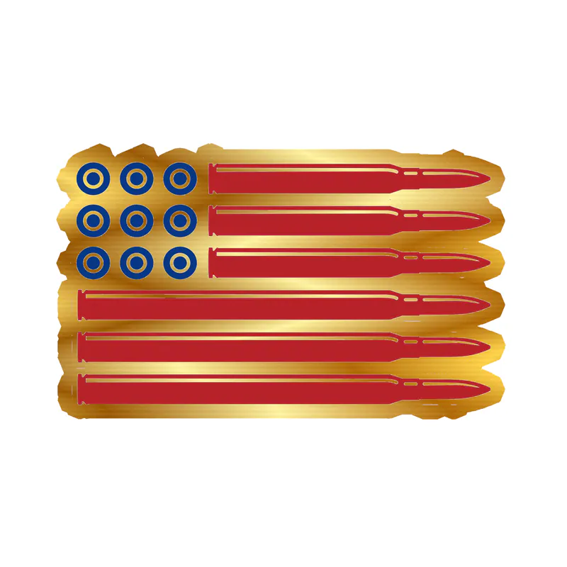 American Flag Bullets Gold Chrome Vinyl Decal - custom size